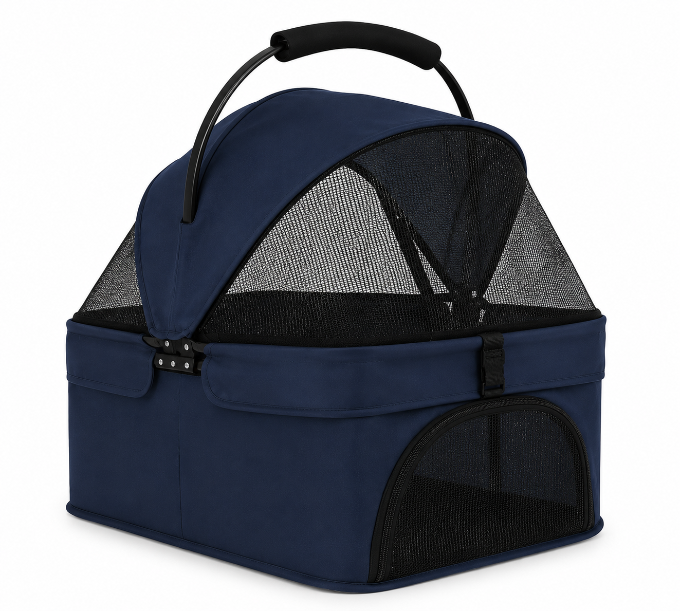 3-Wheel Pet Stroller, Lightweight Foldable Dog Stroller for Small Medium Dogs & Cats, Breathable Mesh & Weather Cover with Storage Basket, for Daily Walk Outdoor Travel (Blue)