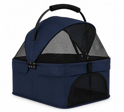 3-Wheel Pet Stroller, Lightweight Foldable Dog Stroller for Small Medium Dogs & Cats, Breathable Mesh & Weather Cover with Storage Basket, for Daily Walk Outdoor Travel (Blue)